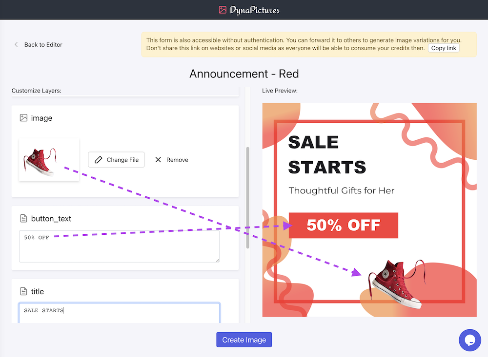 How to Use Forms to Auto-Generate Banners with DynaPictures - DynaPictures